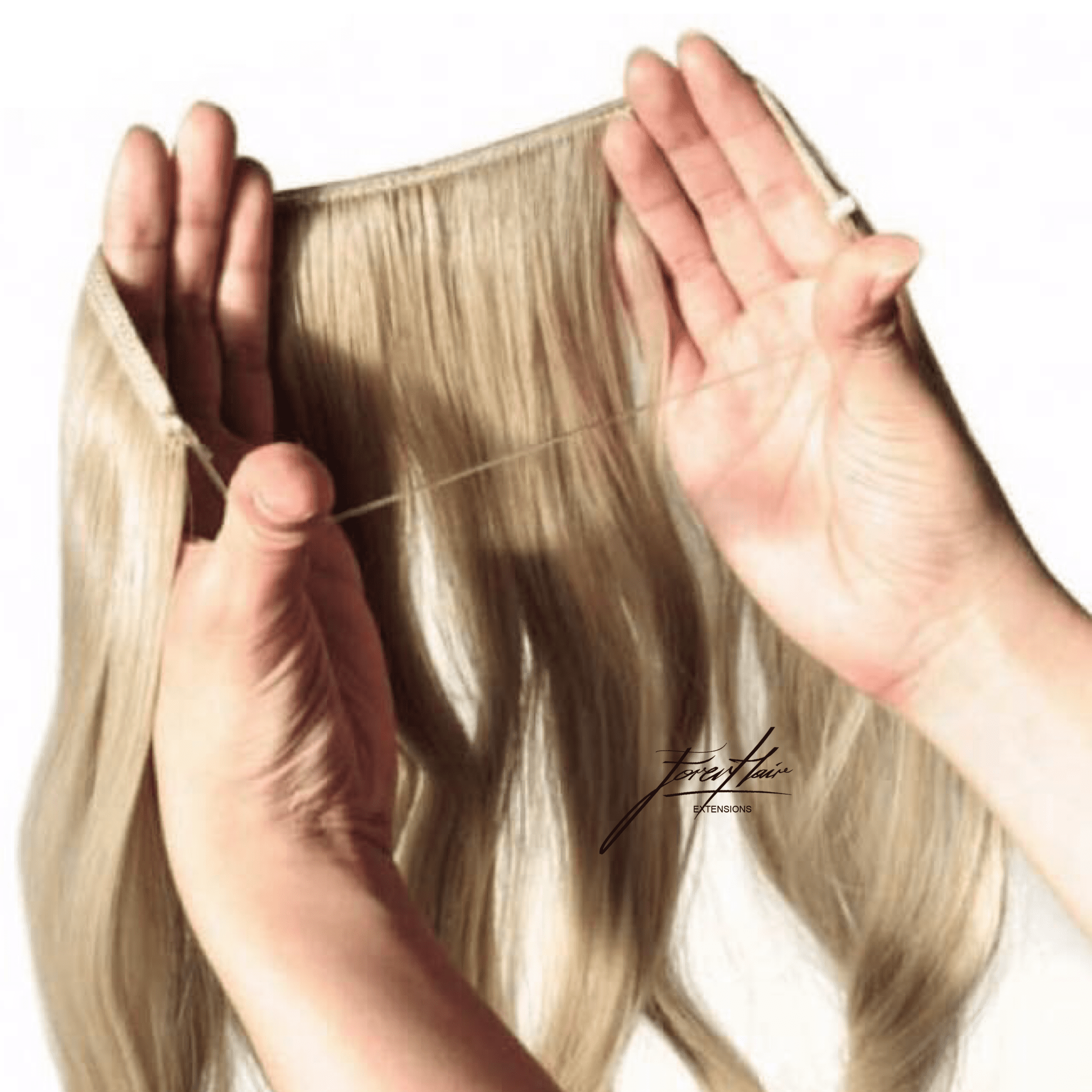 extension con filo capelli veri